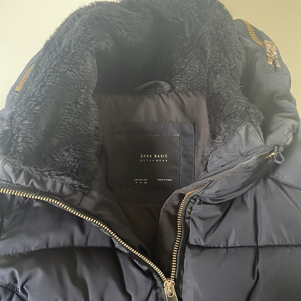 Zara Navy Puffer Jacket - Picture 2 of 4